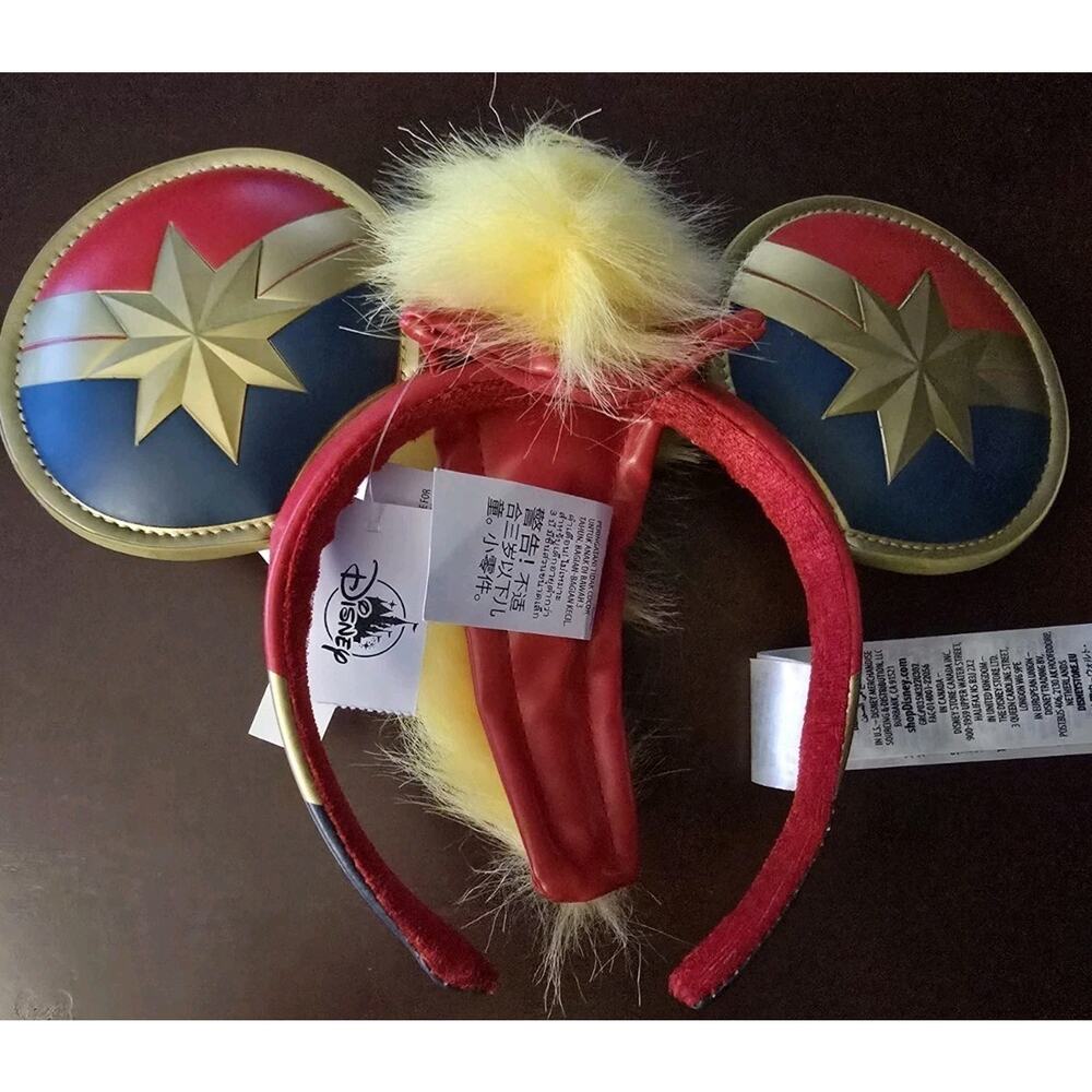 Disney Parks Captain Marvel Mickey Mohawk Ears Headband-NEW